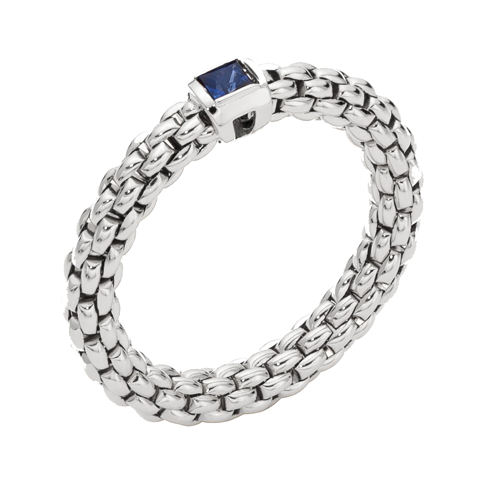 Fope gioielli flex'it souls anello 18 karaats witgouden ring met blauwe saffier an09-b-zaf-m