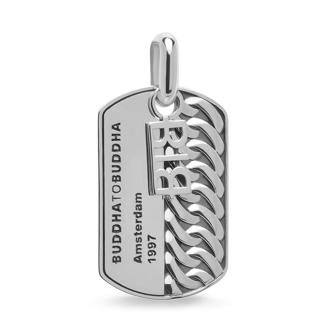 Buddha to buddha chain army tag pendant silver