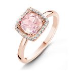One More 18 Karaats Roségouden Etna Ring met Roze Kwarts en Diamant