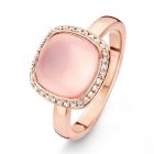 One More 18 Karaats Roségouden Amiata Ring met Roze Kwarts en Diamant
