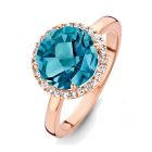 One More 18 Karaats Roségouden Etna Ring met London Blue Topaas en Diamant