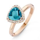 One More 18 Karaats Roségouden Etna Ring met London Blue Topaas en Diamant