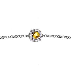 One More 18 Karaats Witgouden Salina Armband met Gele Saffier en Diamant