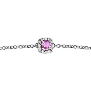 One More 18 Karaats Witgouden Salina Armband met Roze Saffier en Diamant