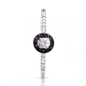One More 18 Karaats Witgouden Salina Ring met Zwarte en Witte Diamant