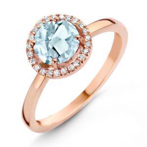 One More 18 Karaats Roségouden Etna Ring met Sky Blue Topaas en Diamant