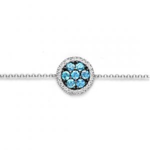 One More 18 Karaats Witgouden Cimini Armband met London Blue Topaas en Diamant