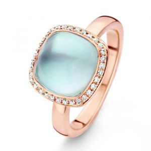 One More 18 Karaats Roségouden Amiata Ring met Sky Blue Topaas en Diamant