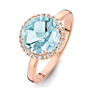 One More 18 Karaats Roségouden Etna Ring met Sky Blue Topaas en Diamant