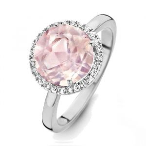 One More 18 Karaats Witgouden Etna Ring met Roze Kwarts en Diamant