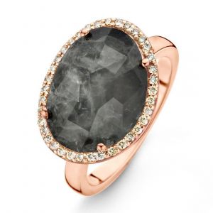 One More 18 Karaats Roségouden Stromboli Ring met Grijze Kwarts en Diamant