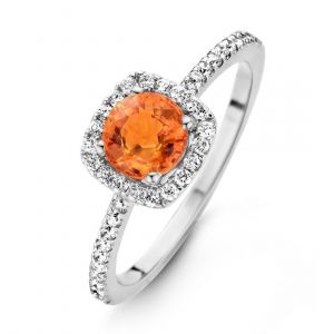 One More 18 Karaats Witgouden Salina Ring met Oranje Saffier en Diamant