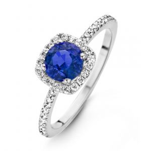 One More 18 Karaats Witgouden Salina Ring met Blauwe Saffier en Diamant