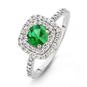 One More 18 Karaats Witgouden Salina Ring met Smaragd en Diamant
