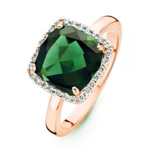 One More 18 Karaats Roségouden Etna Ring met Groene Toermalijn en Diamant