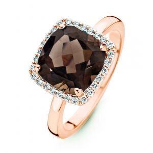 One More 18 Karaats Roségouden Etna Ring met Rookkwarts en Diamant
