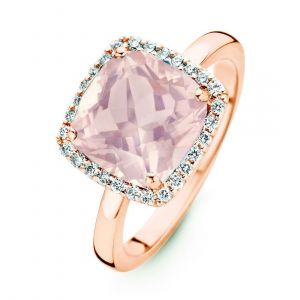 One More 18 Karaats Roségouden Etna Ring met Roze Kwarts en Diamant