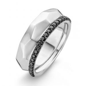 One More 18 Karaats Witgouden Ischia Ring met Zwarte Diamant