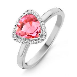One More 18 karaats Witgouden Etna Ring  met Roze Toermalijn en Diamant