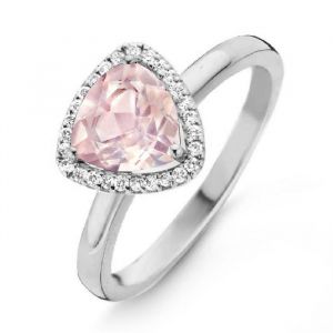One More 18 Karaats Witgouden Etna Ring met Roze Kwarts en Diamant