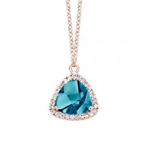 One More 18 Karaats Roségouden Etna Collier met London Blue Topaas en Diamant