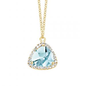 One More 18 Karaats Geelgouden Etna Collier met Sky Blue Topaas en Diamant