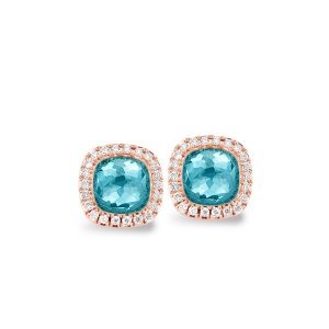 Tirisi Jewelry Milano Sweeties 18 karaats Roségouden Oorsieraden met Apatiet Triplet en Diamant