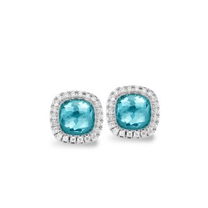 Tirisi Jewelry Milano Sweeties 18 karaats Witgouden Oorsieraden met Apatiet Triplet en Diamant TE9226APW
