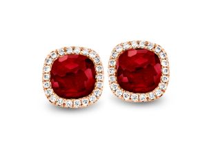 Tirisi Jewelry Milano Sweeties 18 karaats Roségouden Oorsieraden met Diamant en Robijn Doublet