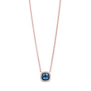 Tirisi Jewelry Milano Sweeties 18 Karaats Roségouden Collier met Diamant en London Blue Topaas TP9152LBTP
