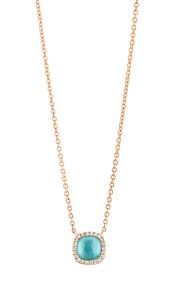 Tirisi Jewelry Milano Sweeties 18 Karaats Roségouden Collier met Diamant en Turqoise Triplet TP9152TQP