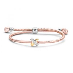 Tirisi Moda Sliding Bracelet Pink met Diamant / Geelgoud