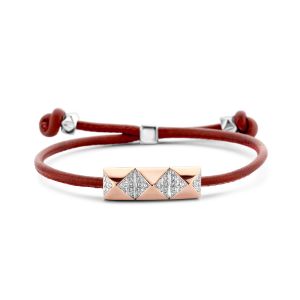 Tirisi Moda Sliding Bracelet Red met Diamant / Roségoud