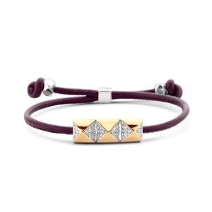 Tirisi Moda Sliding Bracelet Purple met Diamant / Geelgoud