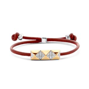 Tirisi Moda Sliding Bracelet Red met Diamant / Geelgoud