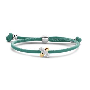 Tirisi Moda Sliding Bracelet Green met Diamant / Geelgoud