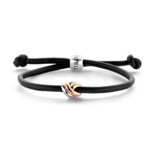 Tirisi Moda Vegan Sliding Bracelet Black met Geel- / Roségoud