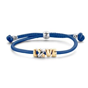 Tirisi Moda Sliding Bracelet Blue met Geelgoud