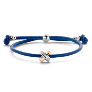Tirisi Moda Sliding Bracelet Blue met Diamant / Roségoud