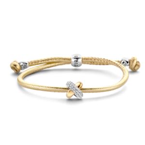 Tirisi Moda Sliding Bracelet Gold Metallic met Diamant / Geelgoud