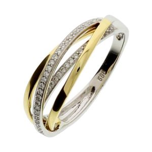 Bouman Collectie 14 Karaats Bi-Color Gouden Ring met 0.19ct Diamant