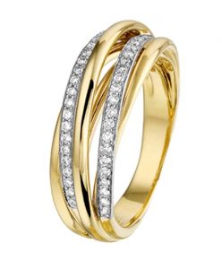 Bouman Collectie 14 Karaats Bi-Color Gouden Ring met 0.32ct Diamant maat 55