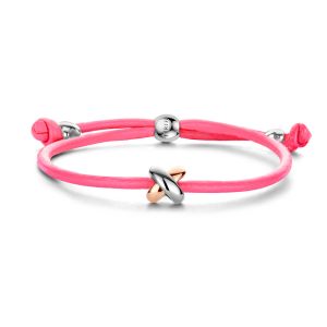Tirisi Moda Sliding Bracelet Neon Pink met Roségoud
