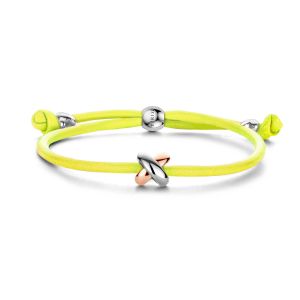 Tirisi Moda Sliding Bracelet Neon Yellow met Roségoud