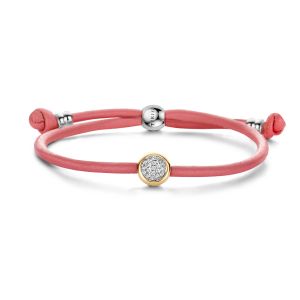 Tirisi Moda Sliding Bracelet Pink met Diamant / Geelgoud