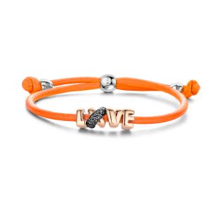 Tirisi Moda Sliding Bracelet Neon Orange met Marcasiet / Roségoud