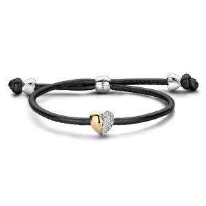 Tirisi Moda Sliding Bracelet Black met Diamant / Geelgoud TM2235BL-2T