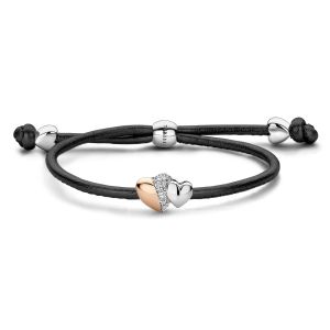 Tirisi Moda Sliding Bracelet Black met Diamant / Rosegoud TM2239BL-2P
