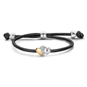 Tirisi Moda Sliding Bracelet Black met Diamant / Geelgoud TM2239BL-2T