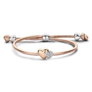 Tirisi Moda Sliding Bracelet Pink met Diamant / Rosegoud TM2241RZ-2P